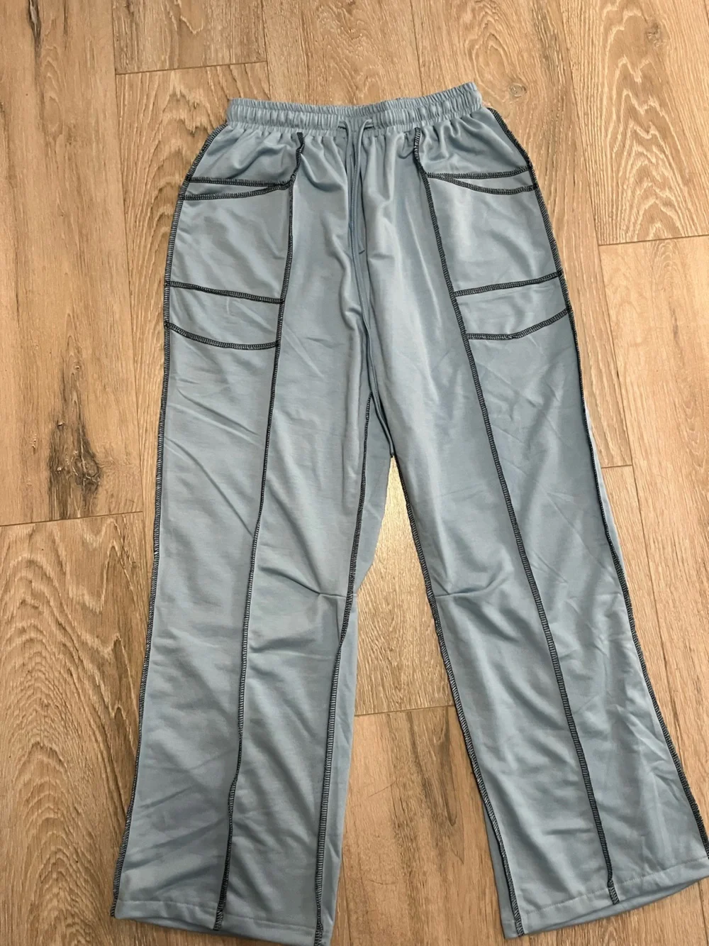 Unbranded Light blue casual pant  with Contrast Stitching from Amazon